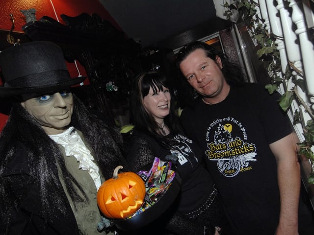 Guests are given a spooky welcome at the Bats and Broomsticks Guest House in Whitby (2009).