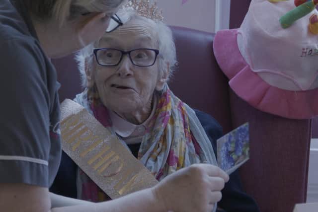 Staff and resident, St Cecilia's, Scarborough