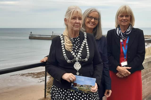 From left: Mayor of Whitby, Cllr Linda Wild, Humber Teaching NHS Foundation Trust Chair Caroline Flint and Chief Executive Michele Moran.
