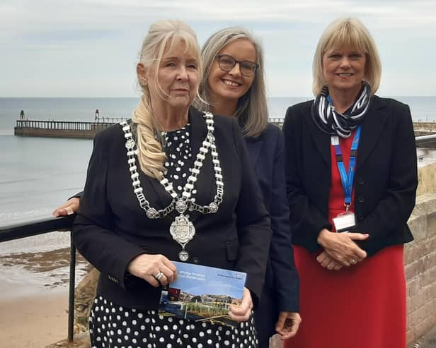 From left: Mayor of Whitby, Cllr Linda Wild, Humber Teaching NHS Foundation Trust Chair Caroline Flint and Chief Executive Michele Moran.