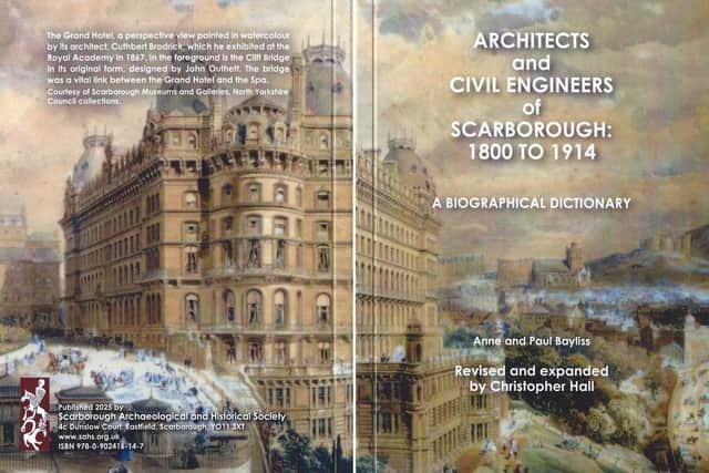 Cuthbert Broderick's watercolour visual for the proposed Grand Hotel as featured on the front and back cover of the new edition of Architects & Civil Engineers of Scarborough - 1800-1914 - A Biographical Dictionary, by Chris Hall.