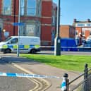 The crime scene in Hartlepool on Sunday after a man was arrested on suspicion of murder and attempted murder 