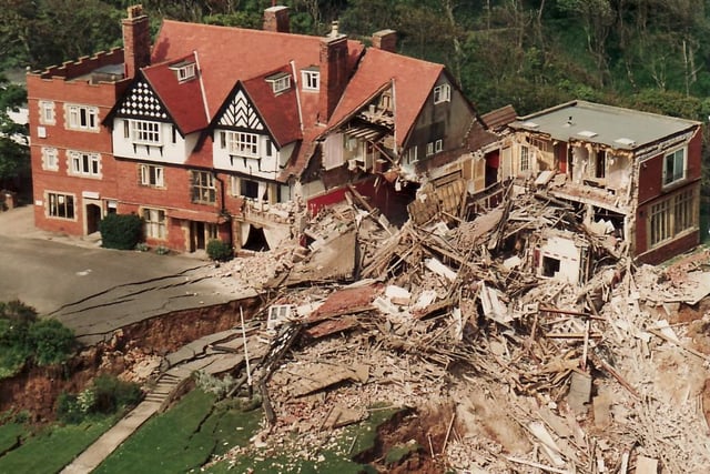 The extent of the damage is revealed from above.