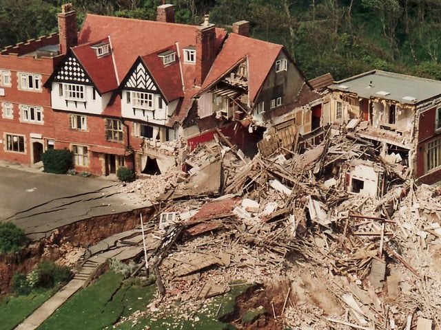 The extent of the damage is revealed from above.