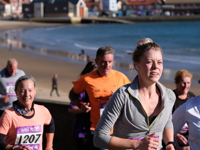 Battling their way to the finish line at the Scarborough 10k