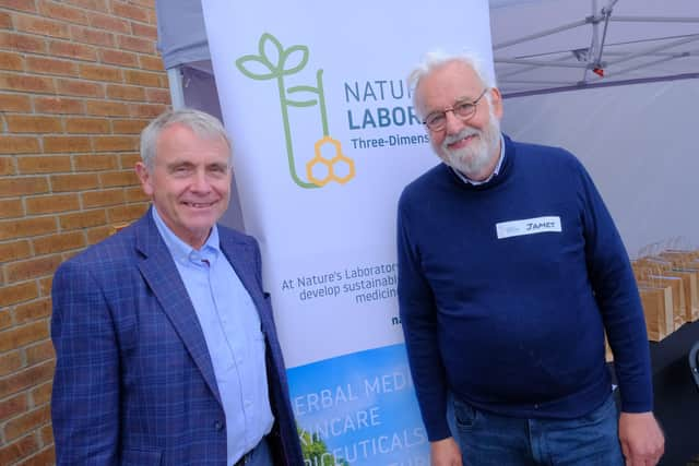 Scarborough and Whitby MP Sir Robert Goodwill with James Fearnley, CEO of Natures Laboratory.