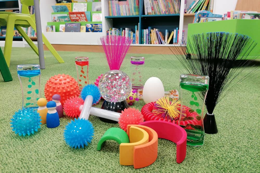 A selection of sensory items included in the Stimkits.