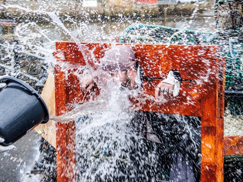A soaking in the stocks!