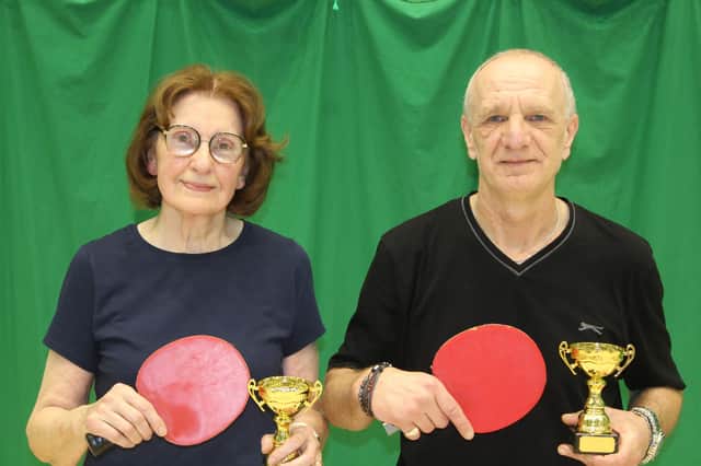 Delphine Kaye, left, and Kevin Raynor won the Bridlington Table Tennis League Division Two Doubles Final. PHOTOS BY TONY WIGLEY