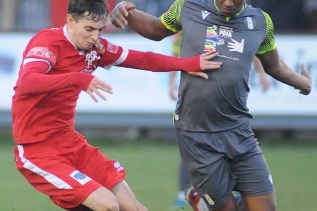 Ryan Caulfield in action for Bridlington Town