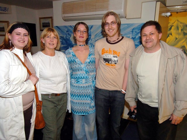 Sarah, Carole, Lauren, Sam and Dave out celebrating Sam's birthday.