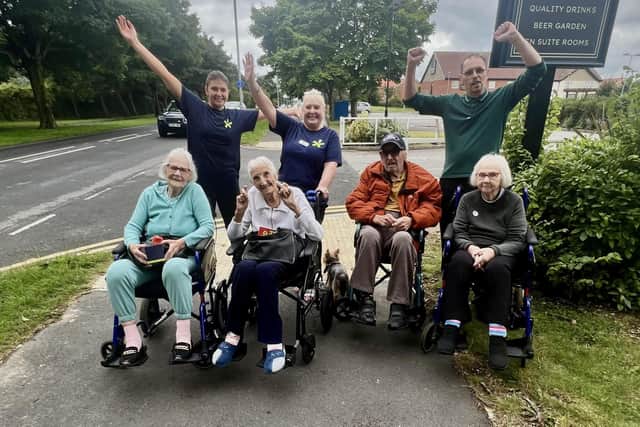 Staff took turns to take the residents past the seafront, to The Lobster Pot and back.