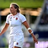 Scarborough's Zoe Aldcroft looks on during England's Rugby World Cup 2021 Semi-final win against Canada at Eden Park (Photo by Joe Allison/Getty Images)