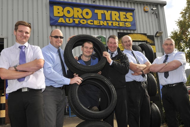 Boro Tyres celebrate 35 years in the business. Pictured are staff Adam Beston, Ian Clark, Ben Robinson, Craig Harrison, James Hunter and Simon Meynell.
