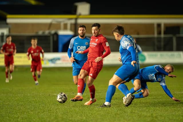 Ste Walker races through the Yarm defence. Photo by Wandering Photography