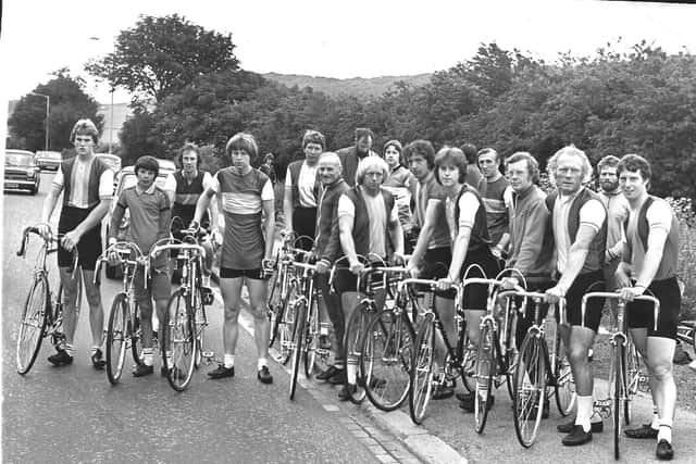 A Scarborough Paragon Cycling Club group line up on Seamer Road during the 1970s