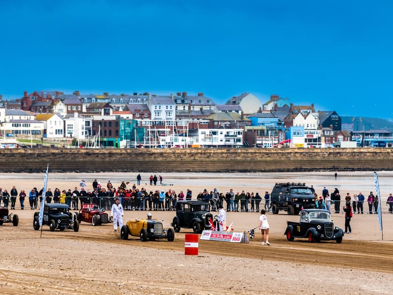 This years The Race the Waves Vintage Beach Race festival held on Bridlingon's south beach with over one hundred competitors taking part in the event from the early years of coastal motor racing to post-war American hot-rodders and drag racing culture. Picture By Yorkshire Post Photographer,  James Hardisty. Date: 22nd April 2023.