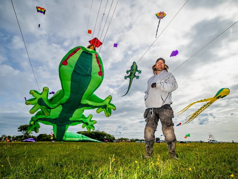 Craig  Harby, of Kendal, keeping an eye on his flying Gecko kites.