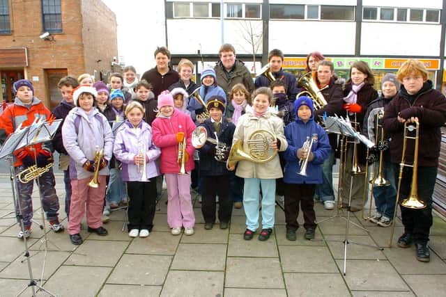 The East Riding Youth Brass Band plays outside the M&S store in 2006. (PA0648-35)