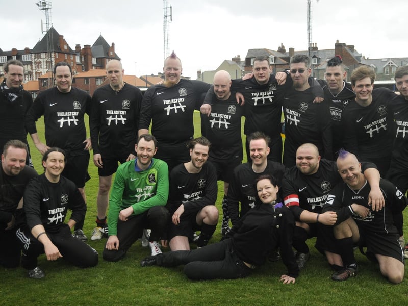 Real Gothic FC get ready to take on Atletico Gazette in the Turnbull Ground charity match.
w131702ee