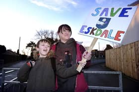 Protesting against the proposed closure of Eskdale School in Whitby.