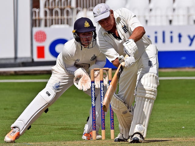 Pickering 2nds veteran batter Colin Frank works to leg during his fine innings of 60
