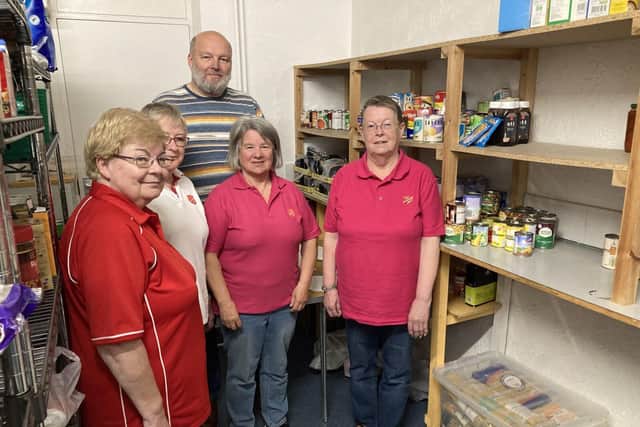 Major Barbara Jeffery with the team of volunteers at Bridlington Salvation Army
