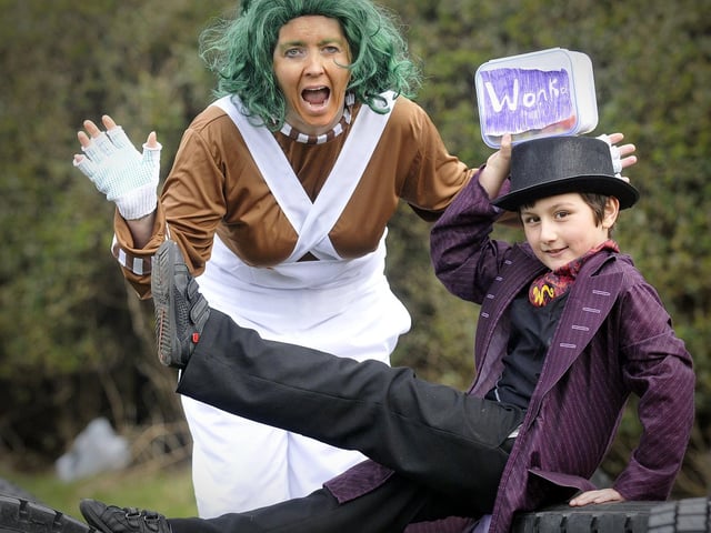 World Book Day Filey juniors, 2013: Teacher Kerry Ridsdale and Kai Briggs.