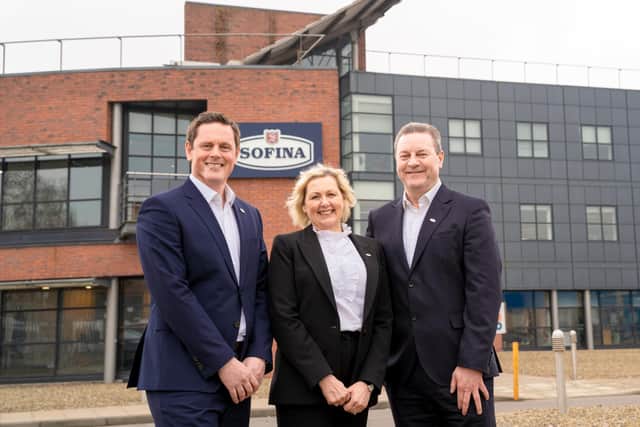 Sofina Foods Europe’s recent additions, from left, James Pirie (Chief Commercial Officer), Helen Watts (Chief People Officer), and Stuart Herd (Chief Growth Officer).