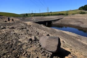 The water level in Baitings Reservoir has dropped significantly following months of dry weather