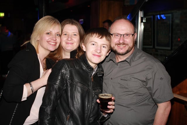 Michelle, Michelle, Simon and Chris celebrating Simon's 18th birthday in Blue Lounge.
