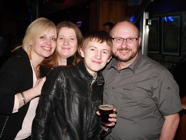 Michelle, Michelle, Simon and Chris celebrating Simon's 18th birthday in Blue Lounge.