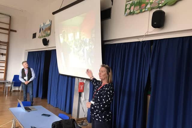 Rob Smith with Zambezi Sunrise Trust co-founder and fellow trustee Joanne Gillette who has early life links to Sleights at Sleights School