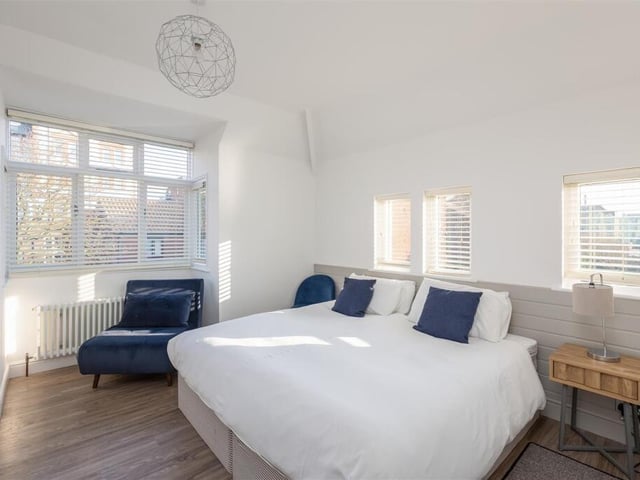 A dual aspect double bedroom in the house.