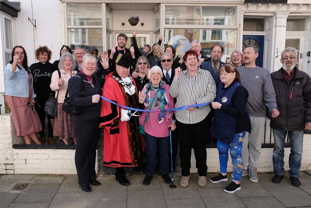 Big cheers for the opening of Bridlington's Kingfisher Cafe. picture: Richard Ponter