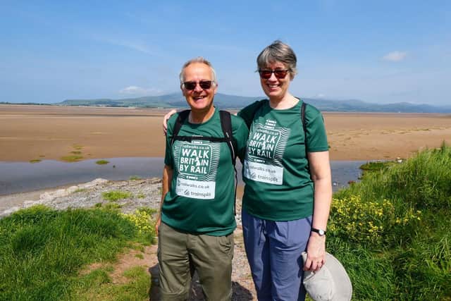 Steve Melia, pictured with his wife Sara, has been walking eight stretches of the British coastline.