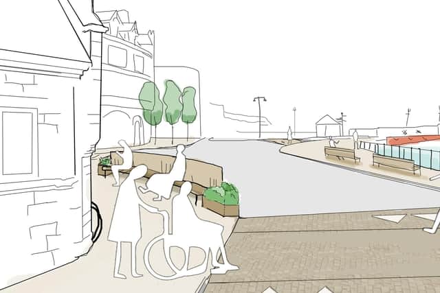 An artist’s sketch to illustrate how the area at the west of the swing bridge could look.