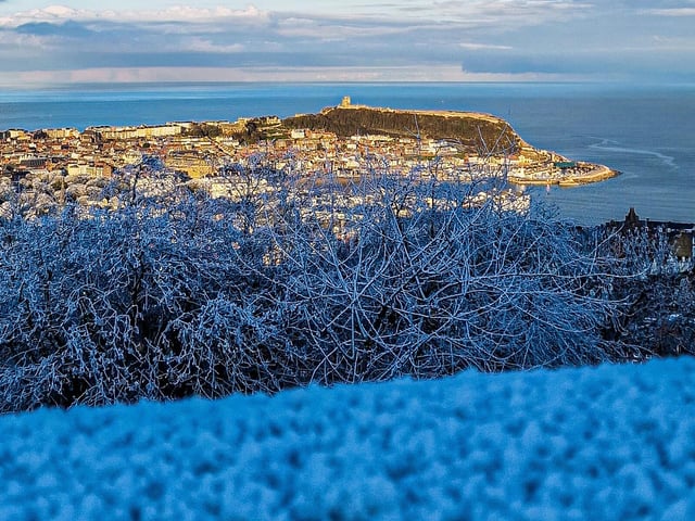 Wintry view of Scarborough Bay.