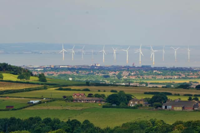 View of Redcar windfarm.