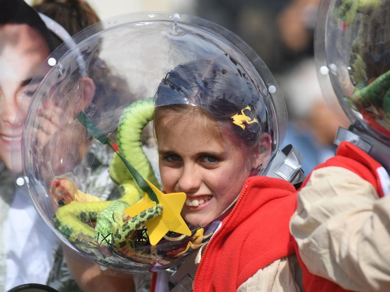 Monday morning's regatta fancy dress parade. photo: Gerard Binks
