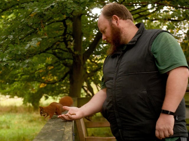 The red squirrel enclosure was designed by Ben Paterson (pictured) and constructed entirely by him and a team of volunteers in 2021 and 2022.