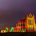 Illuminated Whitby Abbey.