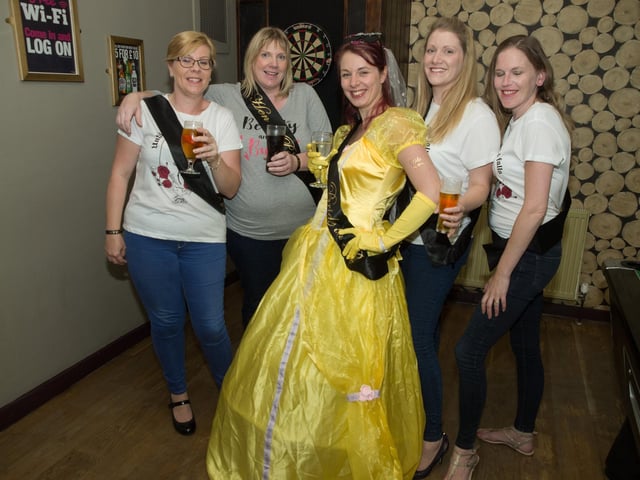 Bride to be Briony and friends all smiles in The Mist Bar.