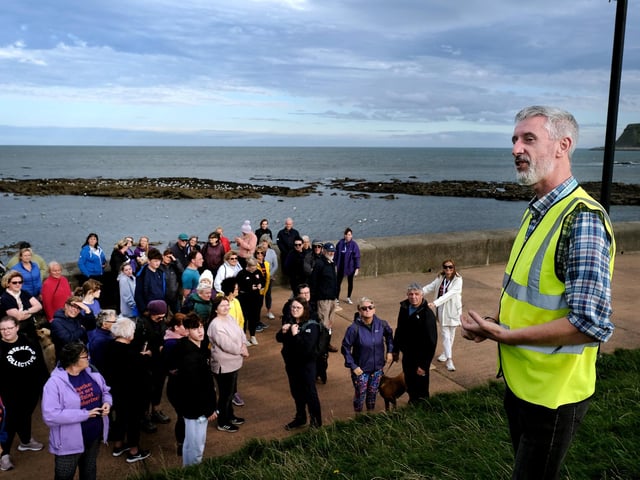 Richard Barwick of St Catherine's readies the walkers.
picture: Richard Ponter