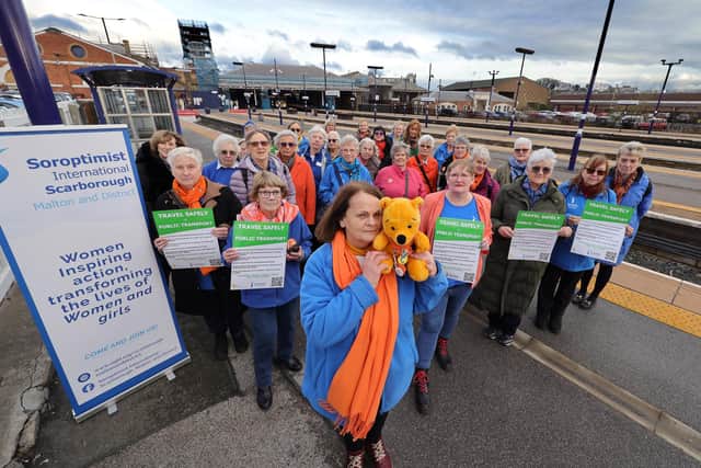 Yorkshire Soroptomists arrive in Scarborough to promote awareness of the issue of violence against women and girls
