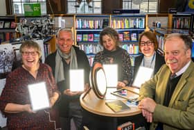 From left, Jenny Barrie, who was chosen to try a Wintering Well kit, Professor Hayden Lorimer from the University of Edinburgh, Professor Hester Parr, of the University of Glasgow, librarian Philippa Abbott and North Yorkshire Council’s Cllr Simon Myers.