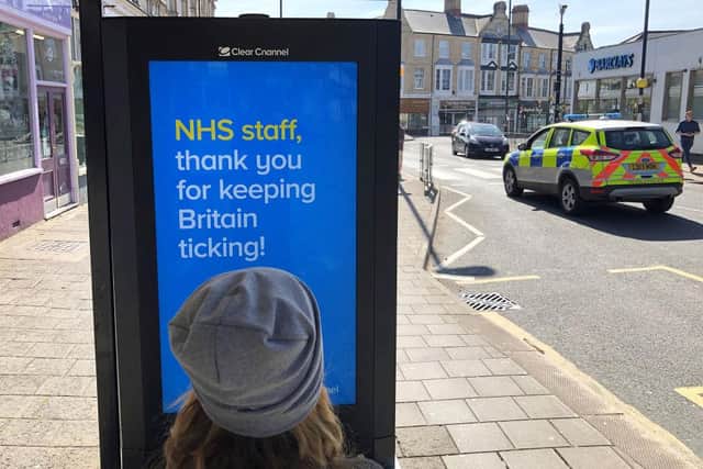 A sign in a bus shelter shows support for the NHS in Penarth, Wales (Photo: Stu Forster/Getty Images)