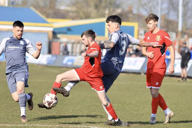 Bridlington Town Reserves, red kit, beat Bridlington Rovers Millau 3-0 at Queensgate on Saturday afternoon. Photo by TCF Photography