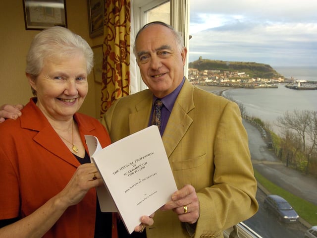 Anne and Paul Bayliss, with their latest book, on the history of the medical profession in Scarborough from 1700 to 1899.