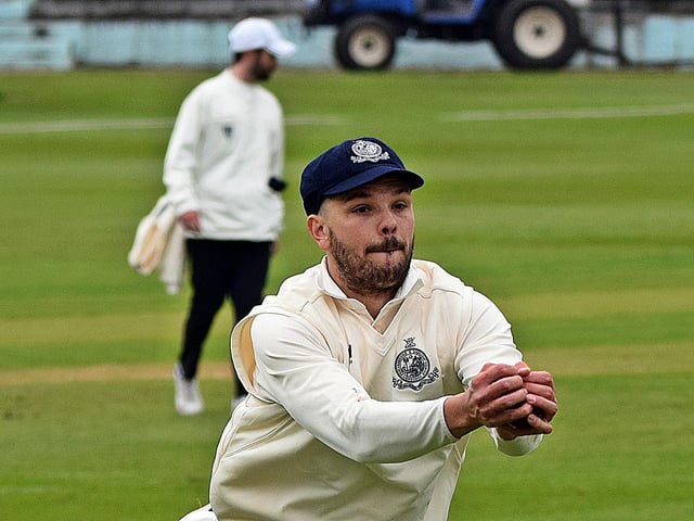 Scarborough's Matty Turnbull takes a fine running catch.